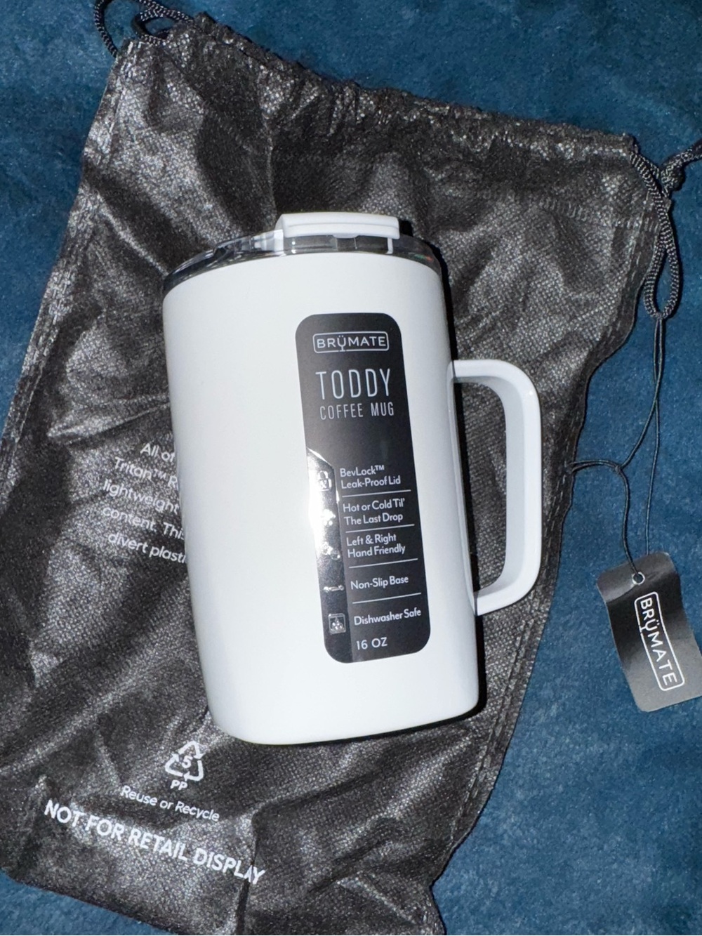 BRUMATE Toddy 16oz Icy White Glossy finish BevLock Lid New in Bag NWT GORGEOUS